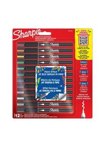 sharpie Creative Marker Acrylic Paint Pens | Brush-Tip Water-Based Paint Markers | Assorted Colours | 12 Count