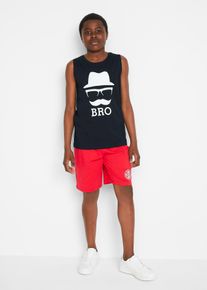 bonprix Tank top + krótkie spodenki (2 części), z bawełny organicznej, czarny, 140/146