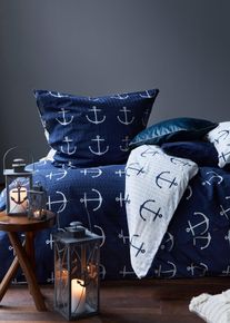 bonprix Ropa de cama reversible con anclas, azul, 1x 80/80 cm, 1x 135/200 cm