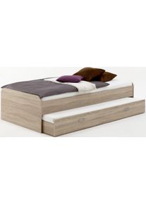 FMD Funktionsbett braun, Größe Liegefläche B/L: 90 cm x 200 cm made_in_germany, Mit zweiter Schlafgelegenheit zum Ausziehen