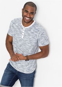 Henley shirt van puur katoen korte mouw - blauw - maat 60/62 (XXL) - 100% katoen - bonprix