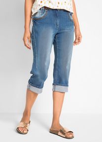 Slim fit capri jeans met mid waist - blauw - maat 38 - met katoen - bonprix