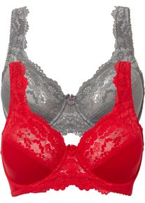 Minimizer bh met gewatteerde bandjes (set van 2) - rood - maat 80E - bonprix