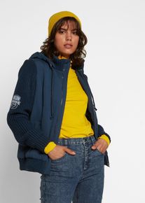 Tussenjas met gebreide mouwen en capuchon - blauw - maat 36 - bonprix