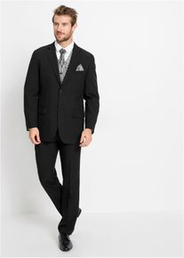 5-delig pak: colbert broek gilet stropdas pochet - zwart - maat 50 - bonprix