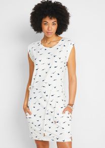 Shirtkleid mit Fl&uuml;gel&auml;rmeln und Druck, wei&szlig;, Gr&ouml;&szlig;e 56/58 (3XL), mit Baumwolle, bonprix