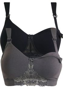 Still-BH ohne Bügel mit Bio-Baumwolle (2er Pack) - schwarz - Größe 90D mit Baumwolle- bonprix