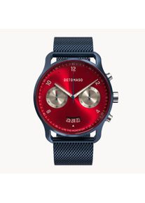 deTomaso Men's Watch - Dark Blue Red - Chronograph, case made of surgical steel, sapphire-hardened mineral glass, Mesh Strap, 42mm diameter, Japanese quartz
