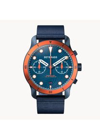 deTomaso Men's Watch - Orange Blue - Chronograph, case made of surgical steel, sapphire-hardened mineral glass, Ocean Plastic strap, 42mm diameter, Japanese