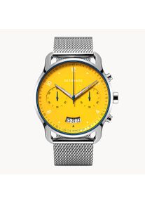 deTomaso Men's Watch - Yellow - Chronograph, case made of surgical steel, sapphire-hardened mineral glass, mesh strap, 42mm diameter, Japanese quartz movement