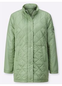 Dames Gewatteerde jas met ruitpatroon voor en achter in eucalyptus ,maat 36, WITT, 100% Polyester. Wattering: 100% Polyester