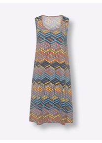 Dames Zomerjurk met ronde hals in geel geprint ,maat 52/54, WITT, 100% Katoen