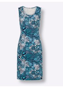 Dames Zomerjurk met dierenprint in bleu/turquoise bedrukt ,maat 36/38, WITT, 100% Katoen