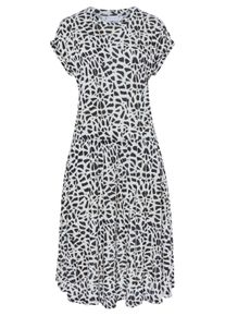 Lascana Dames Jersey jurk in crème/zwart bedrukt ,maat 36, Witt, 100% Viscose