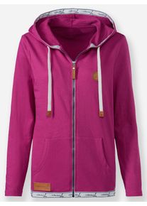 Dames Sweatjack met capuchon in magenta ,maat 36, WITT, 50% Katoen, 50% Polyester