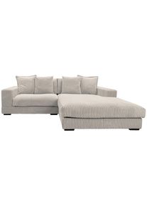 Mid.you Ecksofa , Hellgrau , Textil , Füllung: Polyurethan (PUR),Polyurethan (PUR),Polyurethan (Pur) , Ottomane rechts, L-Form , 285x195 cm , Made in