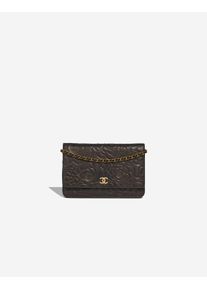 Chanel Wallet On Chain Camellia Calf Black / Gold