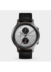 Orologio Cronografo da Uomo - Grigio - Cassa in Acciaio Chirurgico, Vetro Zaffiro, Cinturino in Pelle - Display della Data - 42mm , Movimento al