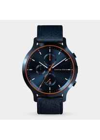 Orologio Cronografo da Uomo - Blu - Cassa in Acciaio Chirurgico, Vetro Zaffiro, Cinturino in Pelle - Display della Data - 42mm , Movimento al Quarzo