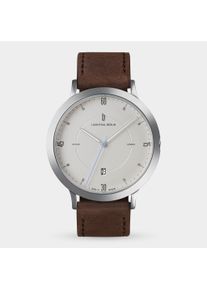 Orologio Automatico da Uomo - Argento - Cassa in acciaio chirurgico - Vetro minerale indurito con zaffiro - Cinturino in Pelle - 38 ore di riserva di
