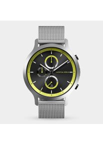Orologio Cronografo da Uomo - Argento Grigio - Cassa in Acciaio Chirurgico, Vetro Zaffiro, Cinturino in Maglia - Display della Data - 42mm , Movimento