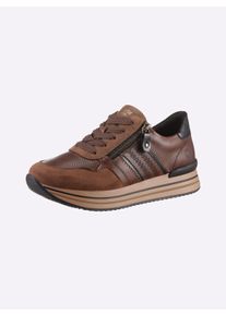 Remonte Dames Sneaker in cognac ,maat 42, Witt, 80% Glad leer, 20% Kunststof