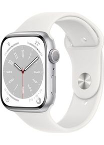 Apple Watch Series 8 Aluminum 45 mm (2022) | GPS | silver | Sport Band white M/L