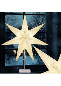 Casaria Kerstster Papier LED Wit Pailletten incl Standaard