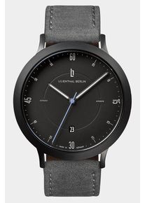 Men's Automatic Watch – Black - Brushed Steel Case, Sapphire Glass, Leather Strap - 38h Power Reserve, 42mm , Swiss Automatic Movement - Lilienthal