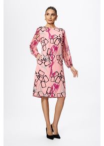 Rochie eleganta cu maneci din voal si imprimeu Gionna Peach