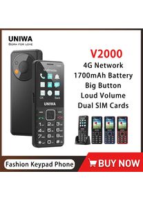 UNIWA V2000 2.4 Inch 4G Fashion Keypad Phone 0.3MP Camera Big Button 1700mAh English Russia Keyboard Feature Phones for Elderly