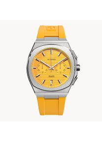 deTomaso Men's Watch - Silver Yellow - Chronograph, case made of surgical steel, sapphire-hardened mineral glass, reTPu Strap, 42mm diameter, Japanese Meca-