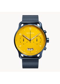deTomaso Men's Watch - Dark Blue Yellow - Chronograph, case made of surgical steel, sapphire-hardened mineral glass, mesh strap, 42mm diameter, Japanese quartz