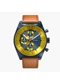 deTomaso Men's Watch - Dark Blue - Chronograph, case made of surgical steel, sapphire-hardened mineral glass, leather strap, 43mm diameter, Japanese quartz