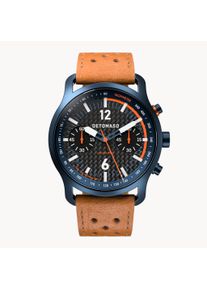 deTomaso Men's Watch - Dark Blue - Chronograph, case made of surgical steel, sapphire-hardened mineral glass, Leather Strap, 42mm diameter, Japanese quartz