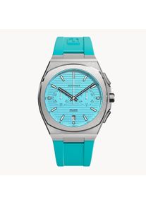 deTomaso Men's Watch - Silver Turquoise - Chronograph, case made of surgical steel, sapphire-hardened mineral glass, reTPu Strap, 42mm diameter, Japanese Meca-
