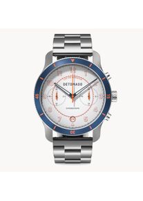 deTomaso Men's Watch - Blue White - Chronograph, case made of surgical steel, sapphire-hardened mineral glass, metal strap, 42mm diameter, Japanese quartz