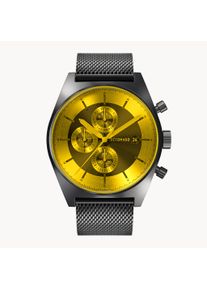 deTomaso Men's Watch - Gray Yellow - Chronograph, Case made of surgical steel, Sapphire-hardened mineral glass, Mesh strap, 43mm diameter, Japanese quartz