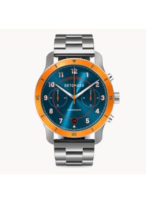 deTomaso Men's Watch - Orange Blue - Chronograph, case made of surgical steel, sapphire-hardened mineral glass, metal strap, 42mm diameter, Japanese quartz