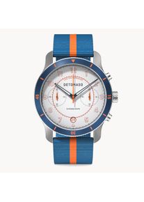 deTomaso Men's Watch - Blue White - Chronograph, case made of surgical steel, sapphire-hardened mineral glass, Ocean Plastic strap, 42mm diameter, Japanese