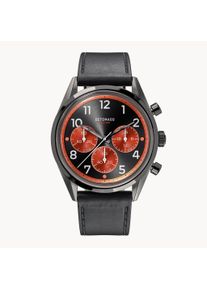 deTomaso Zegarek Damski - Szaro-Pomarańczowy - Chronograf, Stal Chirurgiczna, Szkło Mineralne, Pasek z Wegetariańskiej Skóry, Wyświetlacz 24-godzinny, Średnica