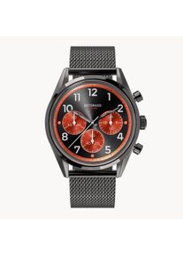 deTomaso Zegarek Damski - Szaro-Pomarańczowy - Chronograf, Stal Chirurgiczna, Szkło Mineralne, Pasek Mesh, Wyświetlacz 24-godzinny, Średnica 39 mm, Japoński