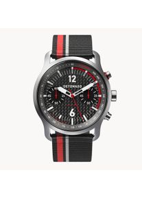 deTomaso Men's Watch - Silver Black - Chronograph, case made of surgical steel, sapphire-hardened mineral glass, Plastic Strap, 42mm diameter, Japanese quartz