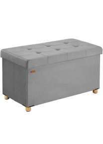 Casaria Opbergbank Grijs Fluweel 76x38x42cm opvouwbaar