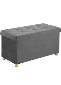 Casaria Banco de terciopelo antracita 76x38x42cm plegable con espacio de almacenamiento