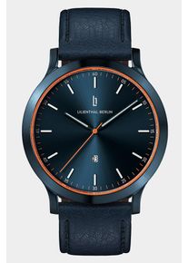 Men's Watch - Blue - Surgical steel case, Sapphire-hardened mineral glass, Leather Strap - 40mm , Quartz Movement - Lilienthal Berlin