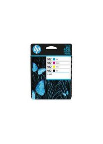 HP Hewlett Packard Tintenpatrone, 912, 4Stück, 300 Blätter, Schwarz / Zyan / Magenta / Gelb - 6ZC74AE