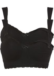 Amnings-BH utan bygel i ekologisk bomull (2-pack) - svart - storlek 95C - bonprix