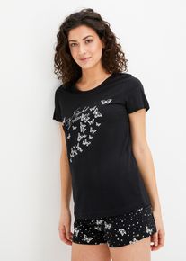 Pyjamas med shorts av ren bomull - svart - storlek 44/46 (L) - bonprix