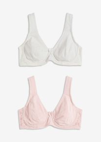 Ovadderad T-shirtbehå med bygel i ekologisk bomull (2-pack) - vit - storlek 90C - bonprix